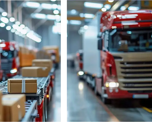 Red Truck on warehouse